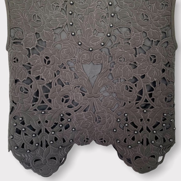 Manoush Jardin De Roses Beaded Top Black Size 6 - Picture 4 of 12